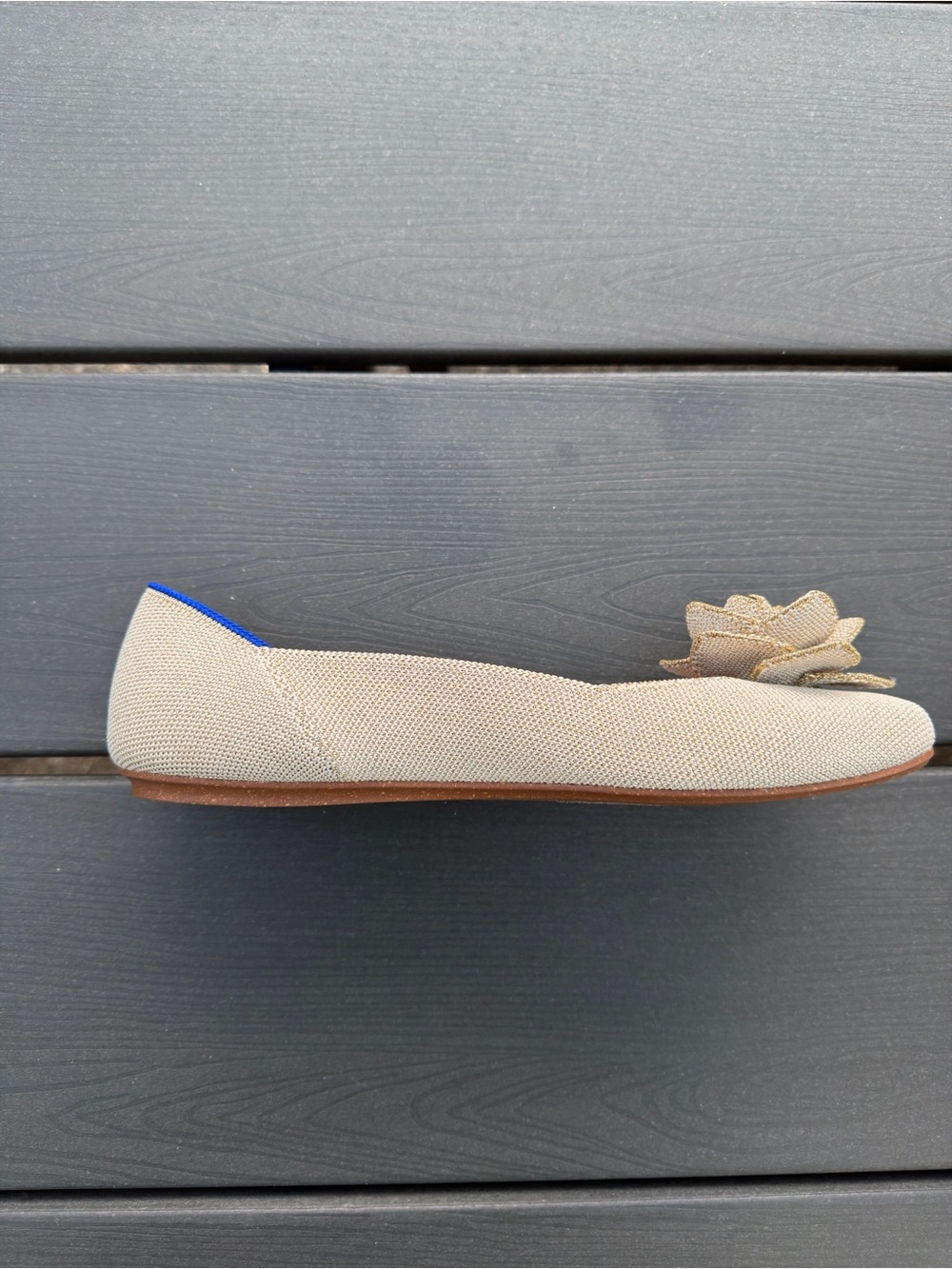 Rothy's The Petal Square Love Bird Womens Size 10.5 Beige Slip On Ballet Flats - Picture 4 of 11